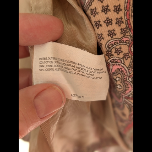 Vintage Esprit Fine Corduroy Paisley Jacket - Pinks And Tans - Picture 11 of 14